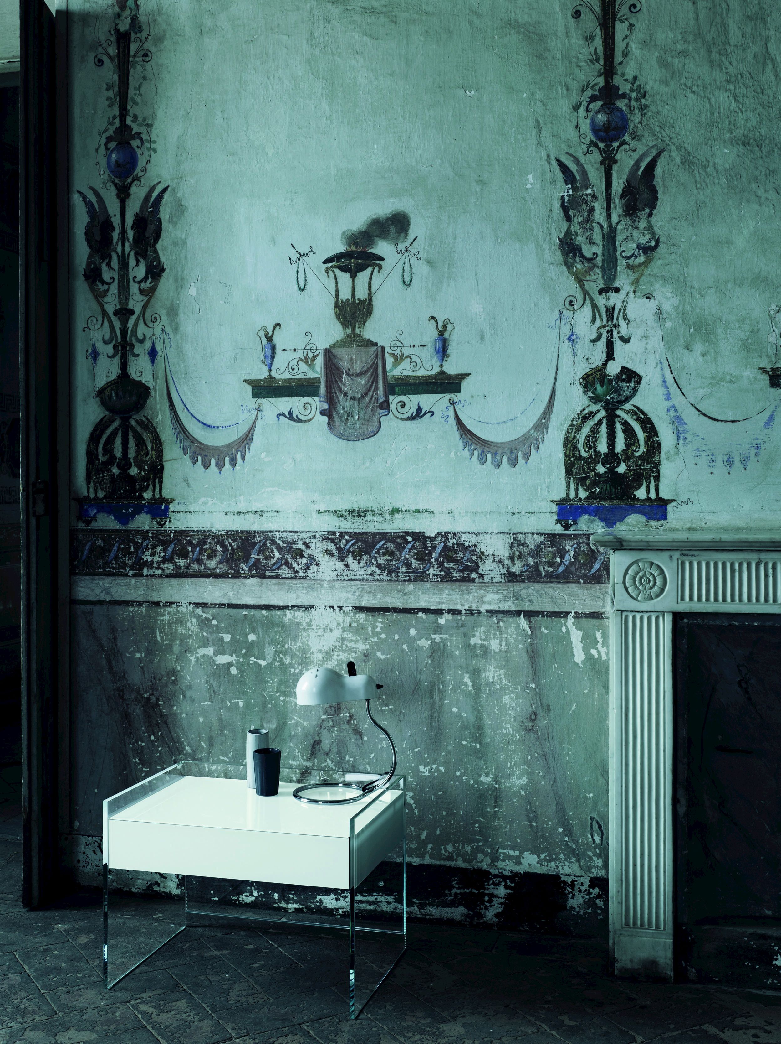 Прямоугольная хрустальная прикроватная тумбочка с ящиками Glas Italia ARCH-00034115 - Вид №1