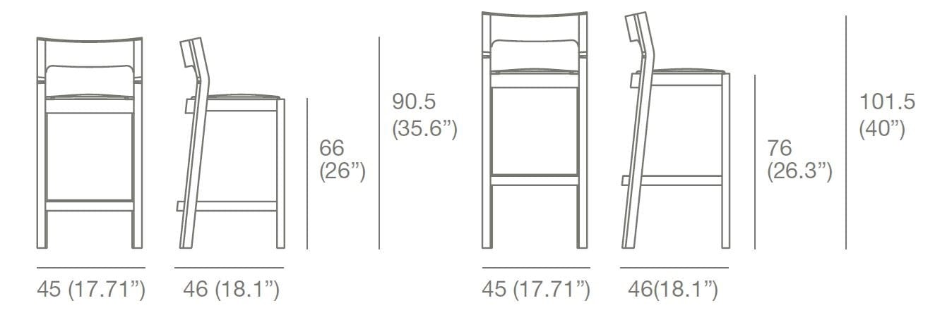Высокий стул из грецкого ореха с мягким сиденьем Case профиль ARCH-00045033 - Вид №2