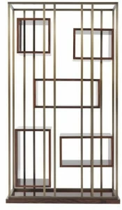 Gianfranco Ferré Home Двусторонний книжный шкаф открытый из латуни