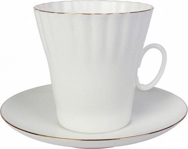 80299 Императорский фарфоровый завод Чашка с блюдцем "Золотой кантик 3" "Одуванчик" Фарфор костяной 