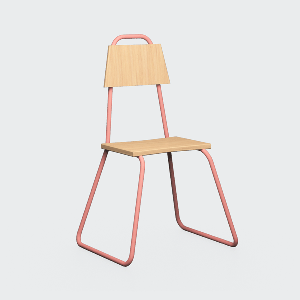 Стул с металлическими ножками и деревянным сиденьем розовый Bauhaus WOODI  00-3966296 Розовый