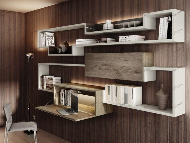 Lago Модульный деревянный книжный шкаф с письменным столом Lagolinea sun-id-1495100