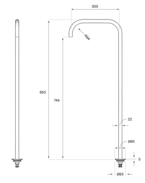 Смеситель для ванны из нержавеющей стали с ручным душем COCOON Maison ARCH-00001354 - Вид №2