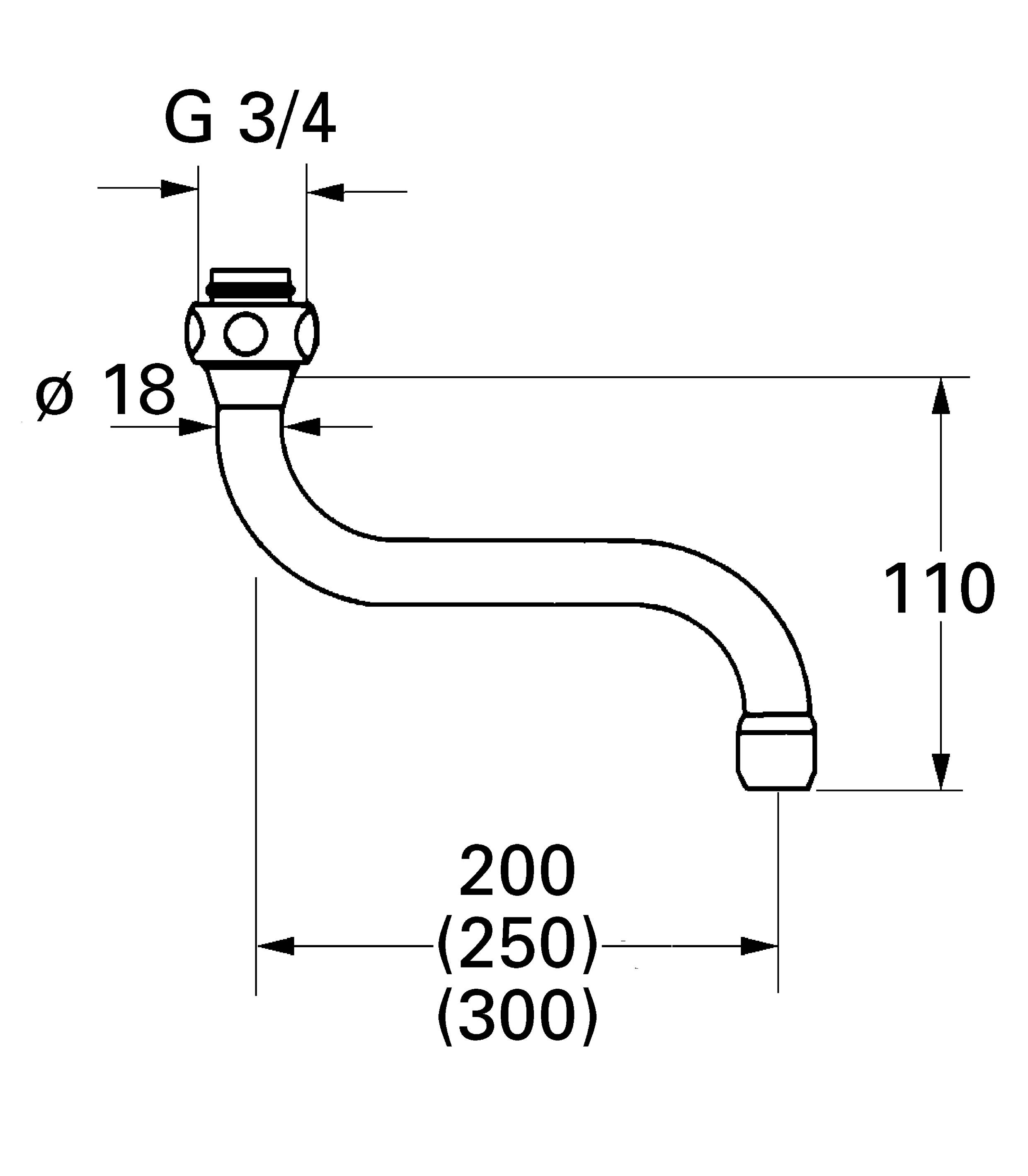 Излив для настенного смесителя для кухни 1/2 дюйма GROHE, хром (13084000) Spare Parts - Вид №1