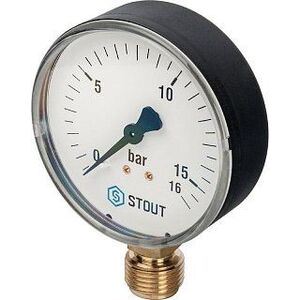 Манометр радиальный 80 мм 1/2" 16 бар STOUT