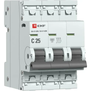 Автоматический выключатель EKF Proxima ВА47-63 3P N C25 А 6 кА 88883152 STLM-2079508