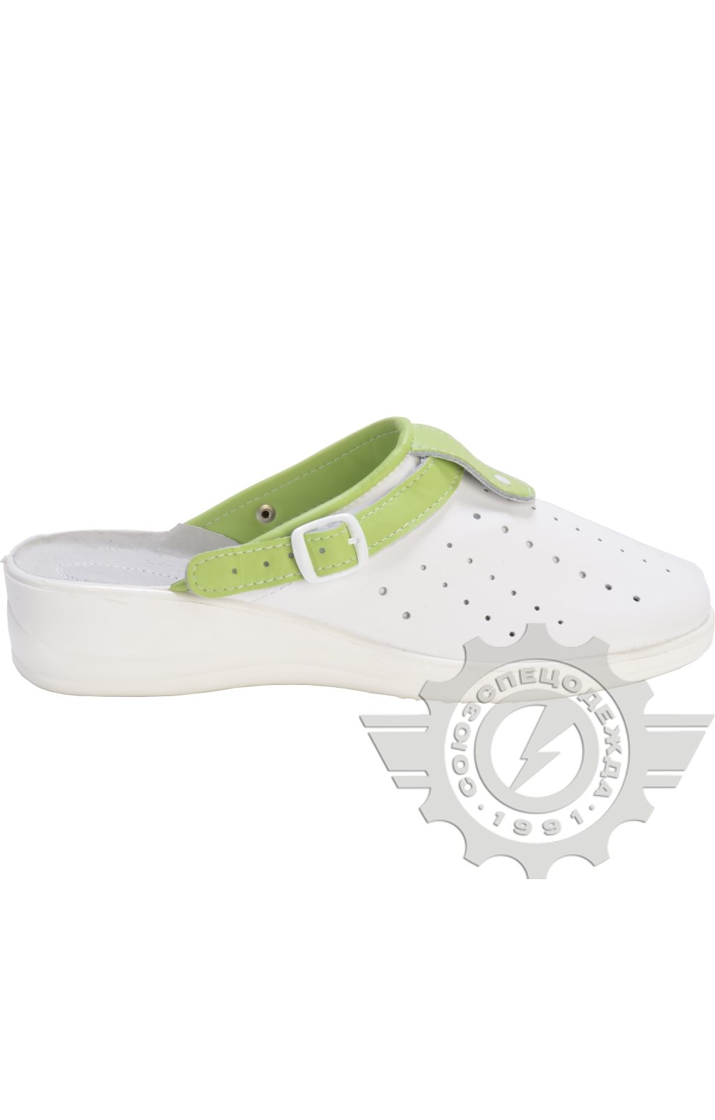 63189 Туфли Сабо "Комфорт" белые с салатовым  Медицинская обувь размер 37 Спецодежда  - Вид №3