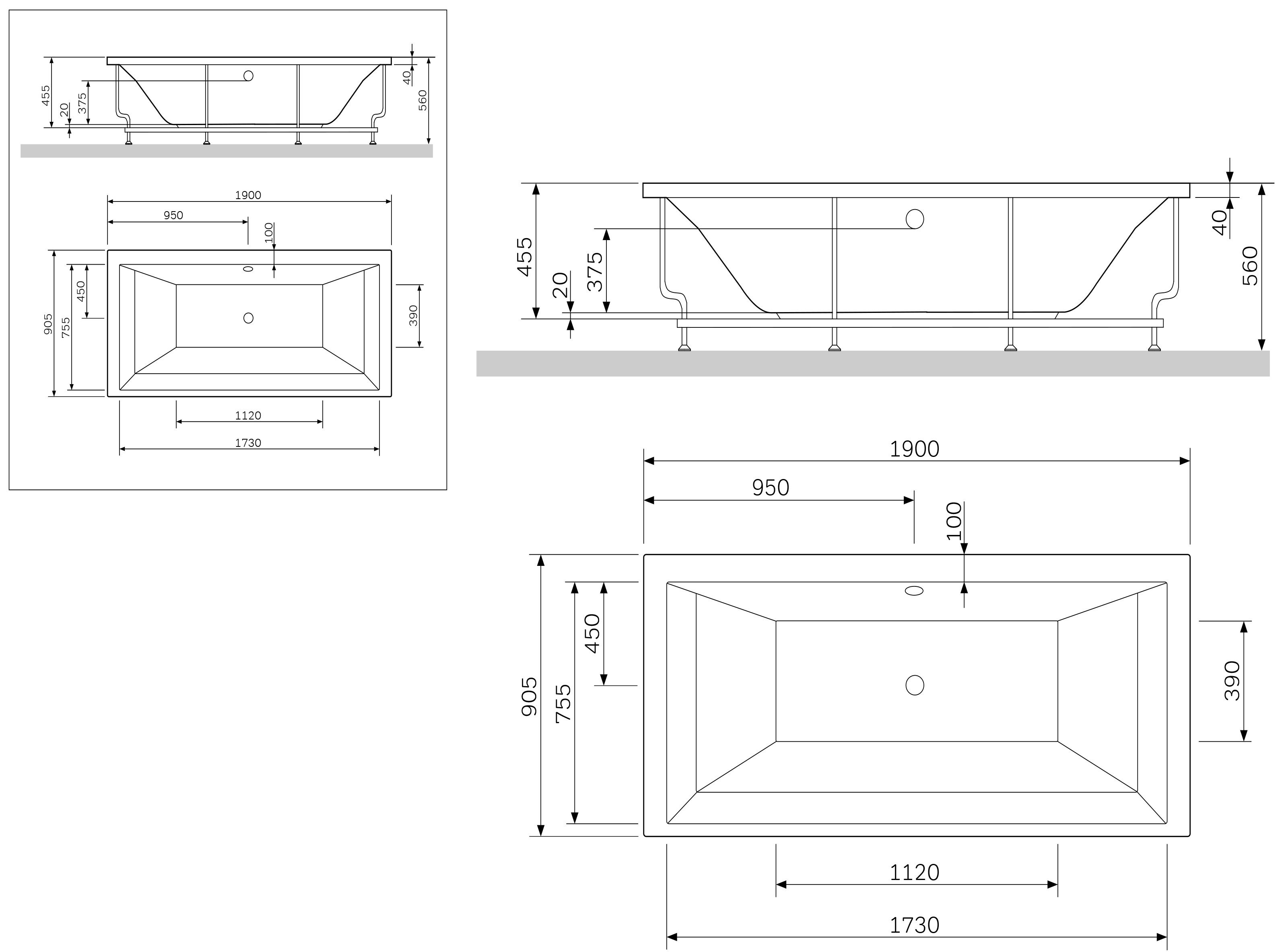 W1AA-190-090W-S боковая панель для ванны 190*90 шт AM.PM Admire - Вид №1