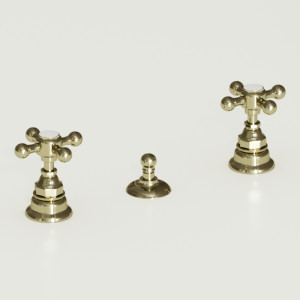 739391 Смеситель на биде на 3 отверстия с выпуском, цвет Золотистый Kerasan RETRO Италия