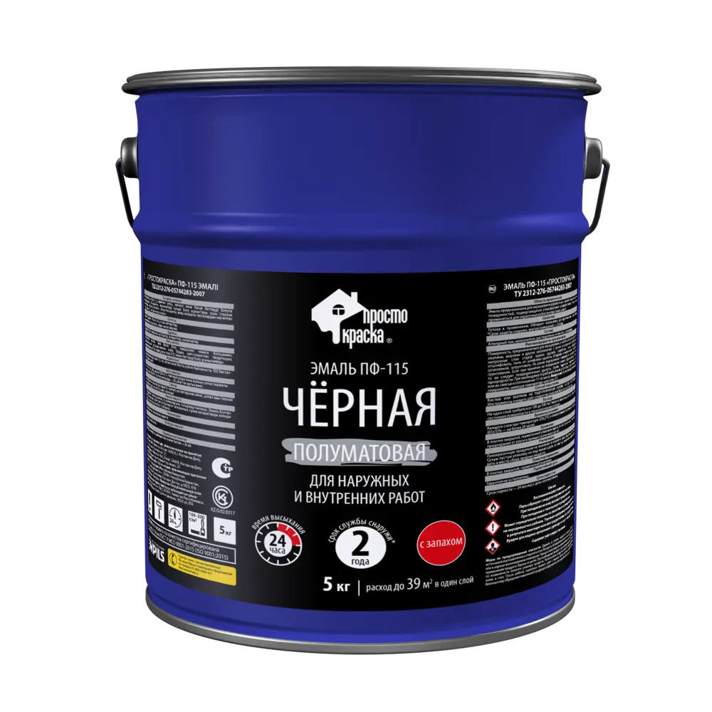 Эмаль ПФ-115 ПростоКраска цвет черный 5 кг STLM-2034935 - Вид №1