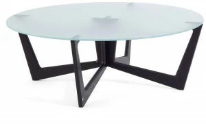 KARN Круглый журнальный столик из массива дерева и стекла Karn design Kt100