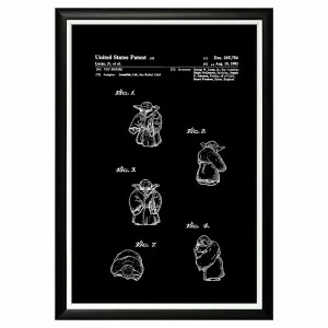 Арт-постер прямоугольный 46х66 см "Патент Джорджа Лукаса на игрушку "Магистр Йода" BYOBJECT ГРАФИКА 00-3875358 Белый;черный