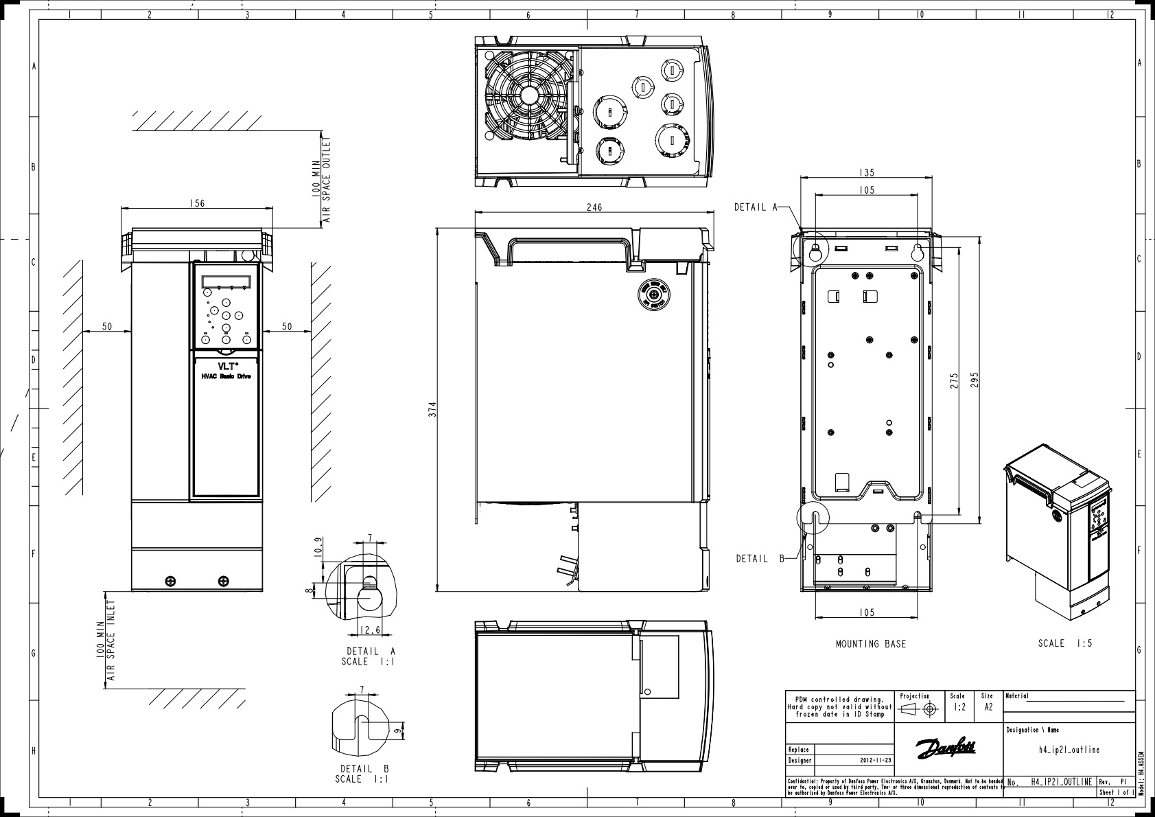 Danfoss VZH — герметичные спиральные компрессоры с частотным регулированием производительности VZH044CGBNB Компрессор спиральный 120G0245  - Вид №4