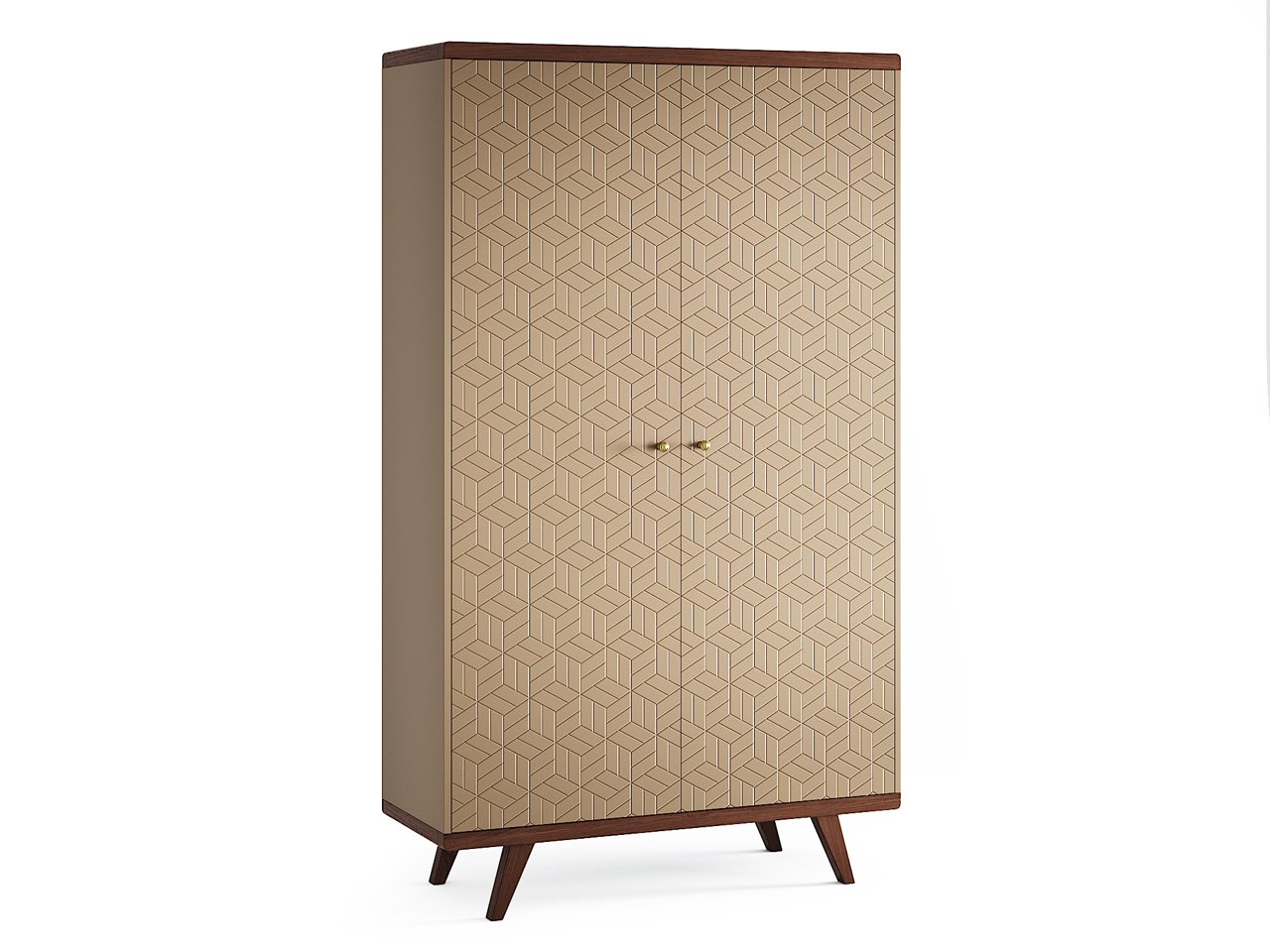 Шкаф распашной двухдверный бежевый с фрезеровкой Thimon v2 THE IDEA  210370 Бежевый  - Вид №1