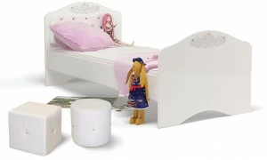 Кровать классика ABC-KING Princess №2 белая кожа со стразами Сваровски (190*90) без ящика