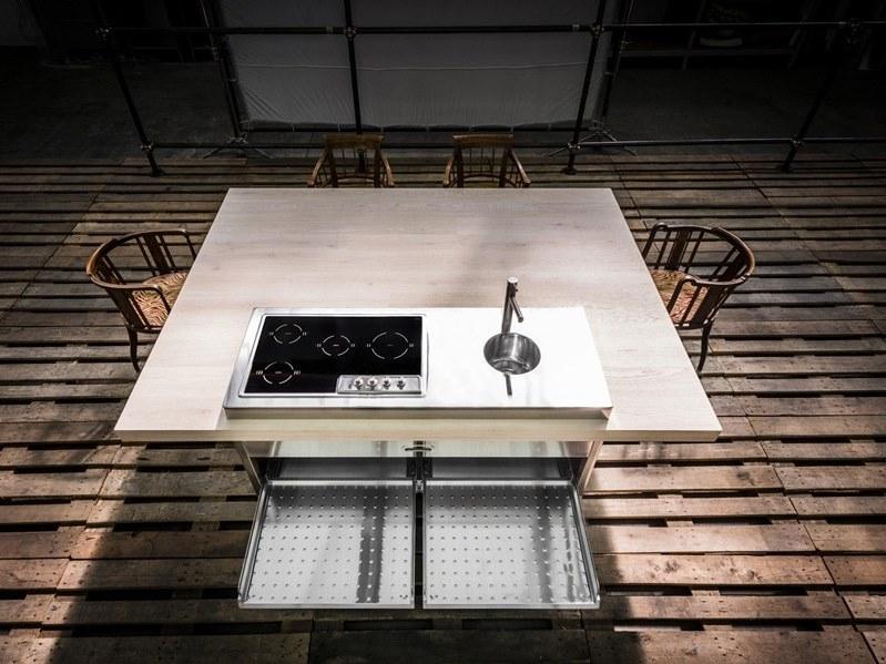 ALPES-INOX Снек-остров из нержавеющей стали и дерева Liberi in cucina sun-id-1416691 - Вид №4