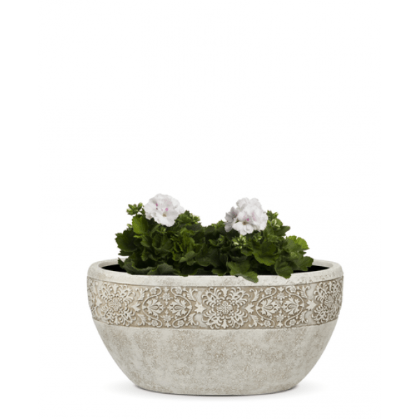 Вазон из искусственного камня с резным орнаментом 16 см черный "Лион" LE-VILLAGE FLORERO 044761 Черный  - Вид №1