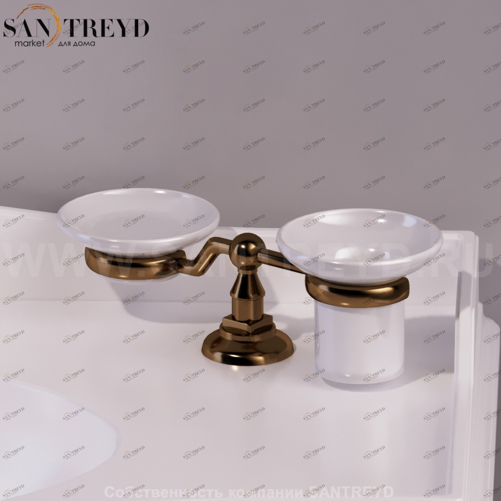 Мыльница с подстаканником накладная SIMAS бронзовая Arcade 260207BR