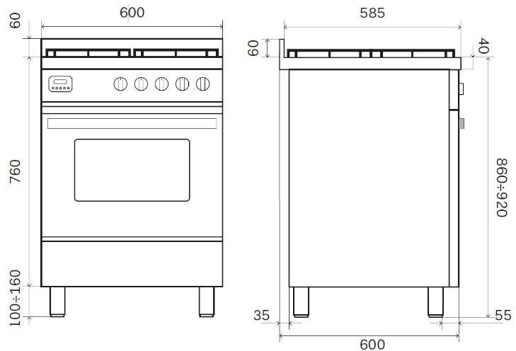 Ilve Отдельностоящая стальная кухня Pro line L06 Santreyd  - Вид №2