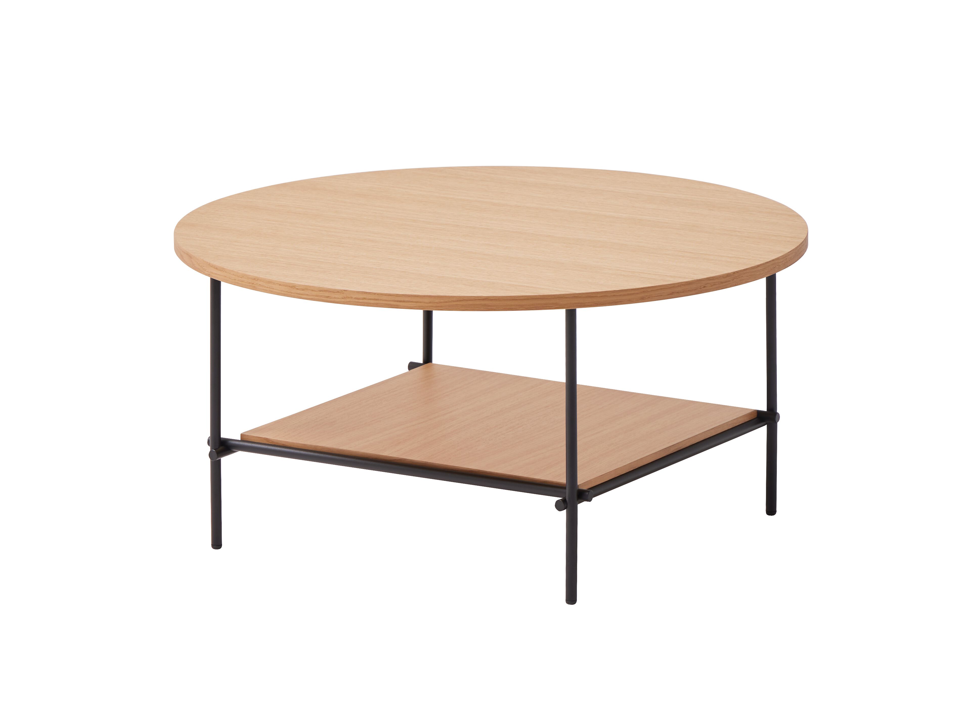 Металлический низкий круглый журнальный столик с деревянной столешницей INCLASS Nuc ARCH-00052041 - Вид №1