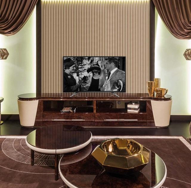 Turri Кожаная тумба под ТВ с ящиками Noir sun-id-1480211 - Вид №1