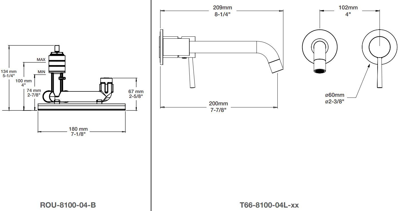Настенный смеситель для раковины с 2 отверстиями без слива BARIL Zip B66 ARCH-00102538 - Вид №3