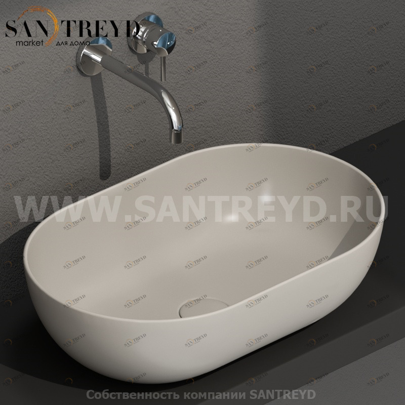 B6O54GH Накладная раковина на столешницу  овальная Ceramica Globo T-EDGE