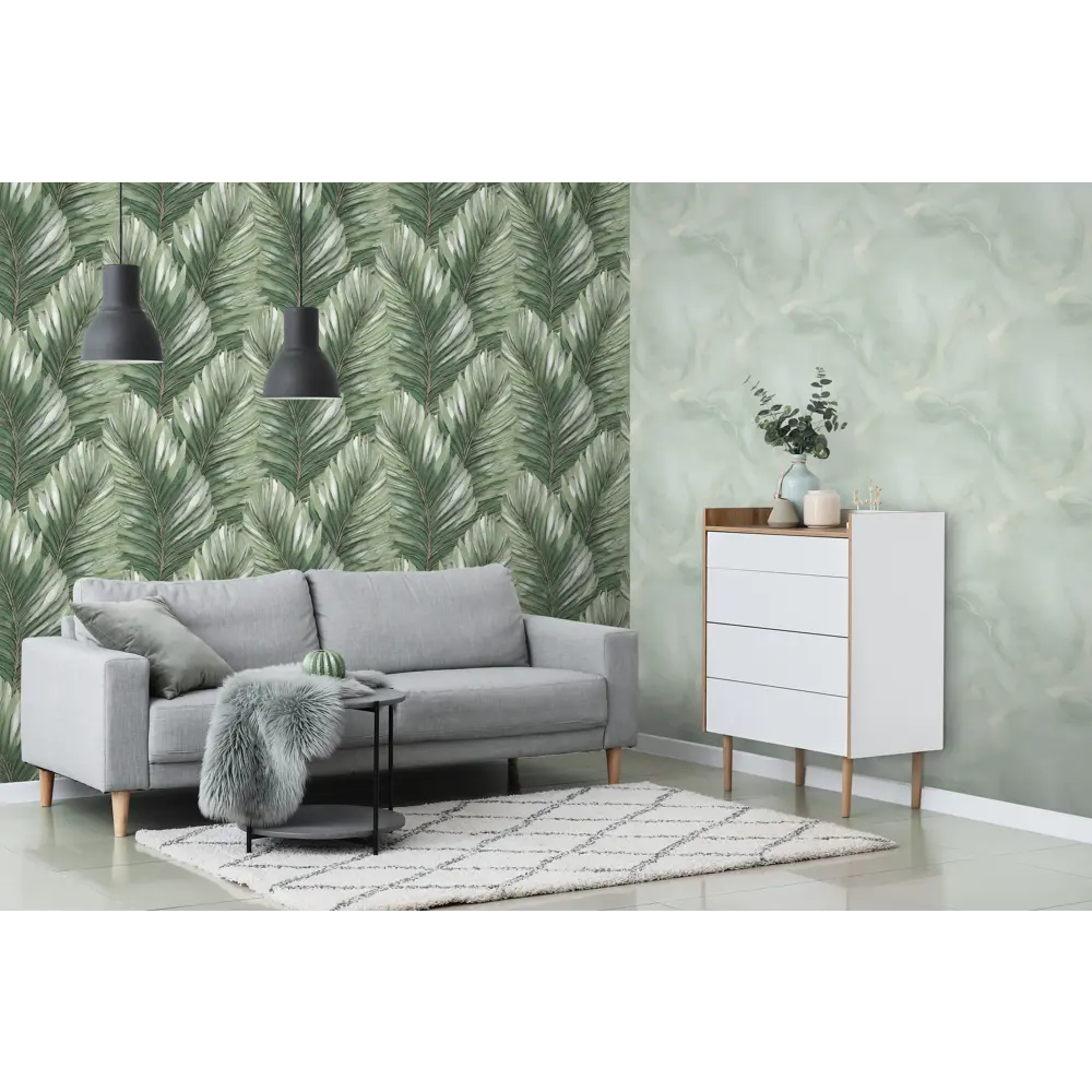 Victoria Stenova Yalta — флизелиновые обои зеленого цвета с рельефной текстурой 89369820 STLM-0816751 - Вид №4