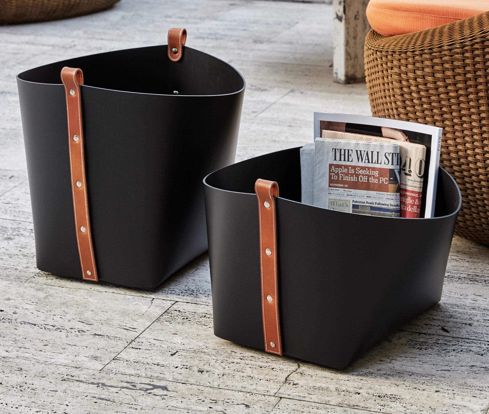 Корзина Ovo - 40X44XH39см / Тан / регенерированная кожа_coffee Pinetti 70.0181.082.015 - Вид №5