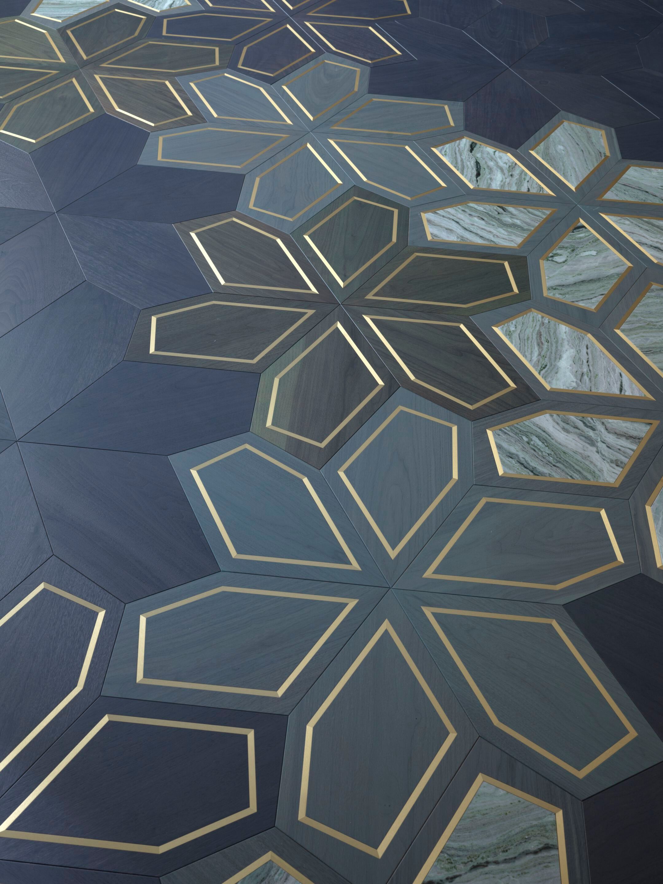 Геометрический пол из американского ореха FOGLIE D'ORO I Moduli Design ARCH-00008877