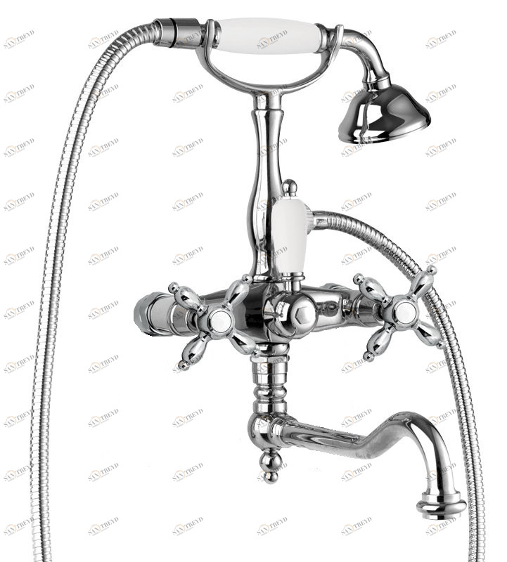 Смеситель для ванны с поворотным изливом с ручным душем, шлангом 150 см CEZARES NOSTALGIA-VDF-01-Bi
