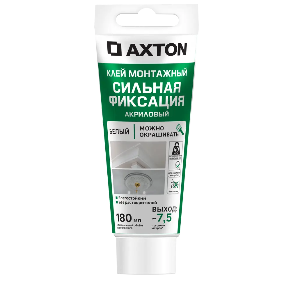 Клей монтажный акриловый Axton белый 180 мл для молдингов 89352431 STLM-1566121