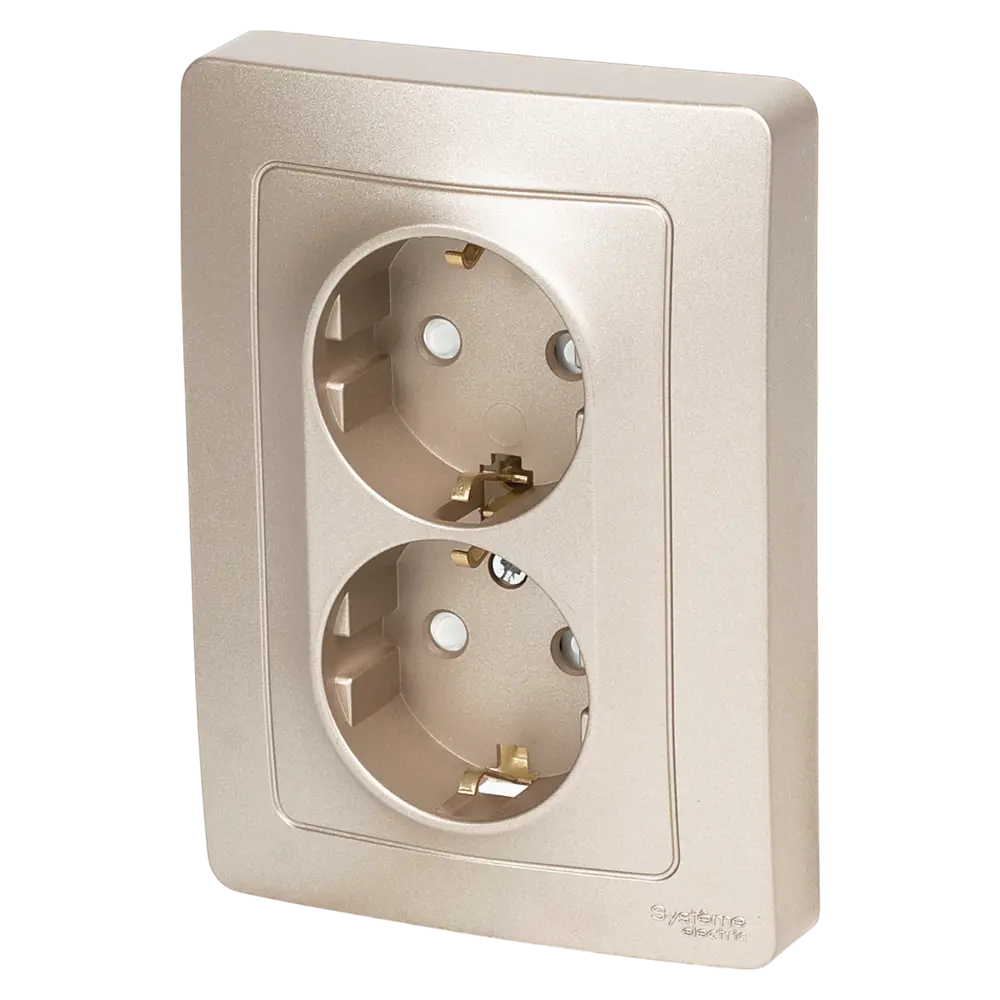Розетка двойная встраиваемая Systeme Electric Blanca с заземлением со шторками цвет титан 86728848 STLM-2182332 - Вид №1
