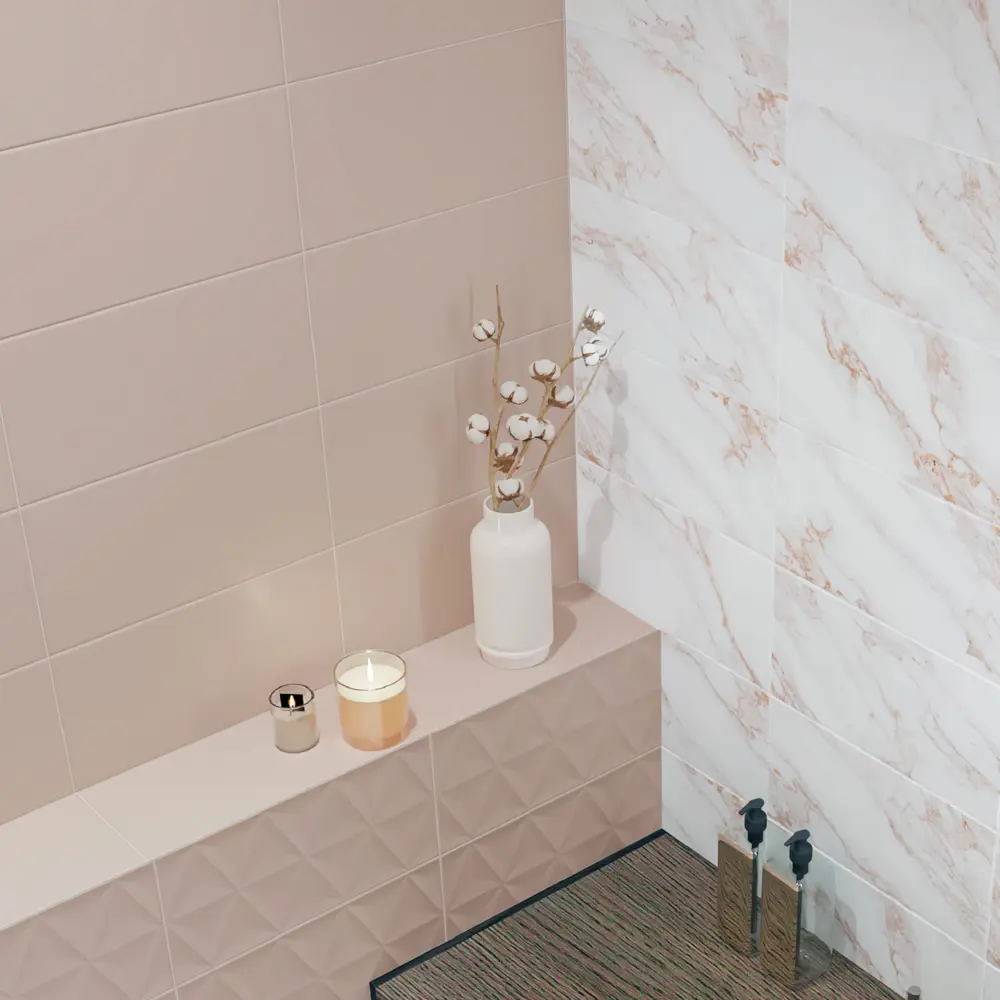Плитка настенная Mersey Mono 20x40 см 1.2 м² матовая цвет розовый 89364575 STLM-2071039 Santreyd