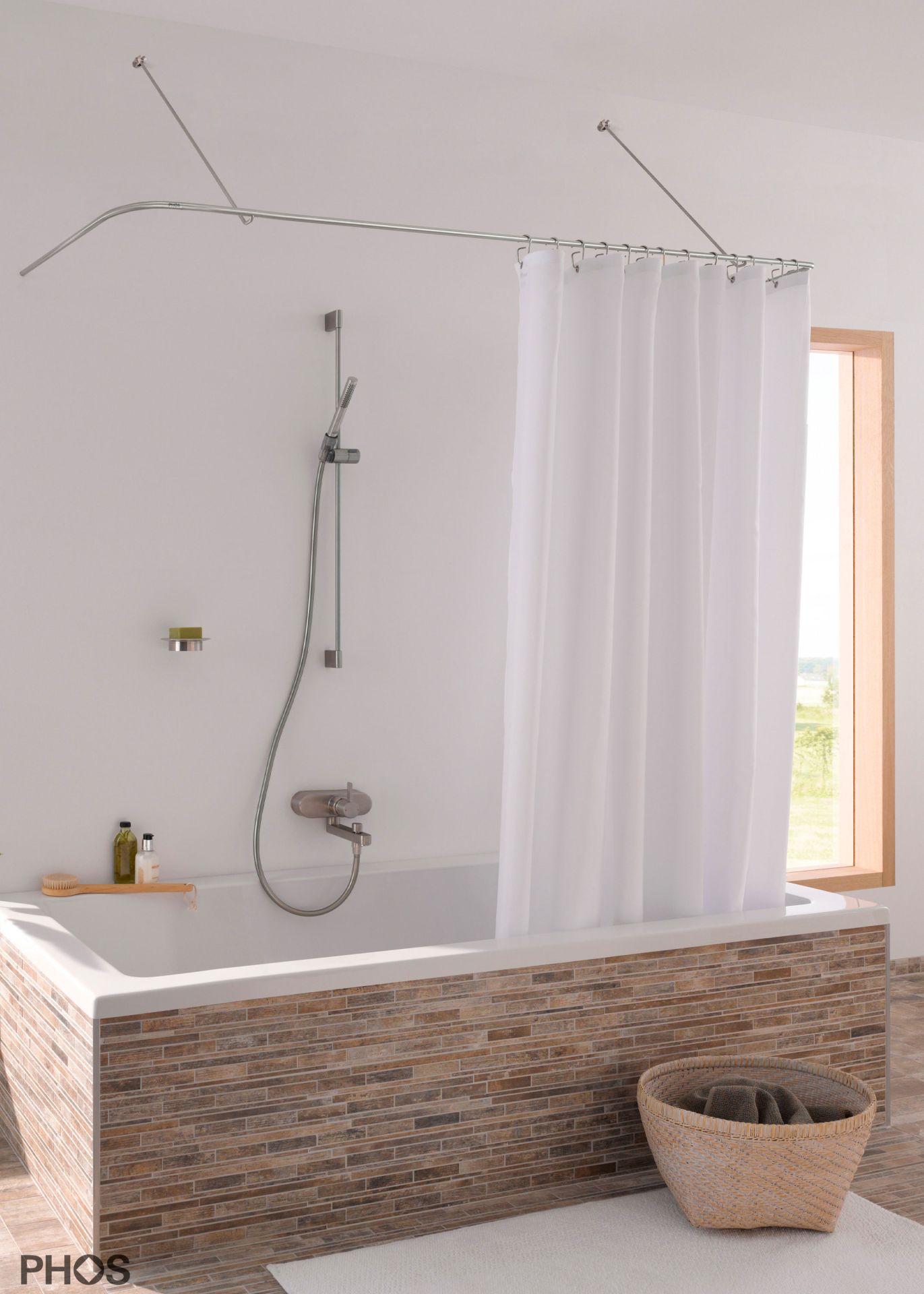 DSU1600-700W Карниз для душевой занавески U-образный, различных размеров, настенный подвес PHOS  - Вид №1