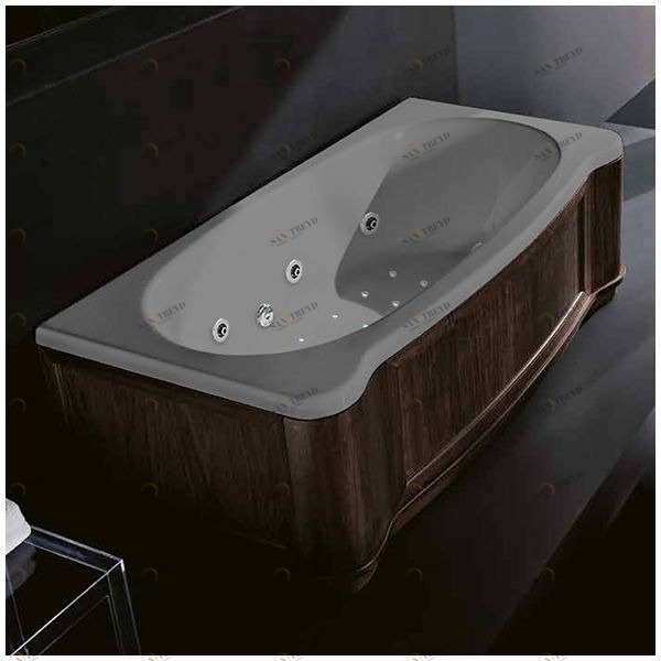Ванна Gruppo treesse New Classic Young ATC-V674Q-DX-WV-SE серая с гидромассажем аэромассажем и дезинфекцией прямоугольная правая дерево венге ATCV674QDXWVSE
