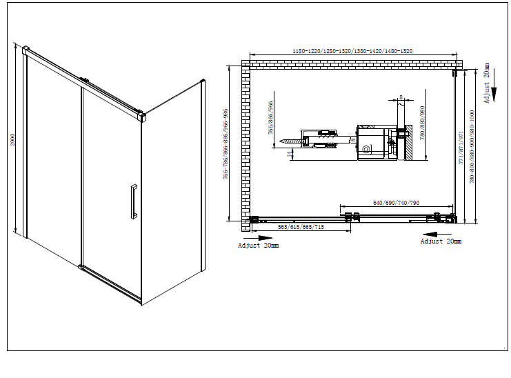 Душевой уголок CEZARES LUX-SOFT-W-AH-1-120/90-C-Cr-IV - Вид №3