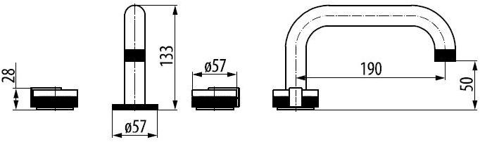 GRAFF Комплект для ванны на 5 отверстий с ручным душем Mod+ 5573600 - Вид №2