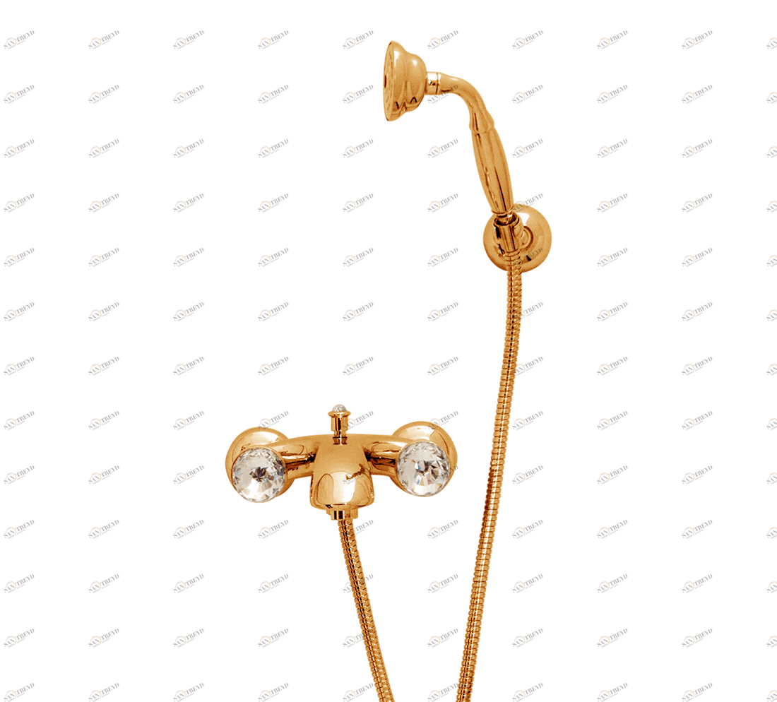 Gentry Home Смеситель для умывальника на три отверстия с выдвижным краном Crystal Dark gold GH102446