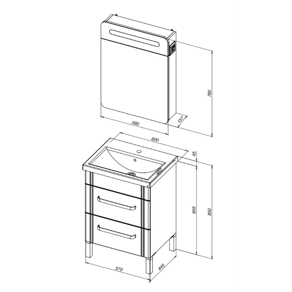 Тумба под раковину напольная Sensea «Аврора» 60 см цвет белый STLM-2024740 - Вид №6