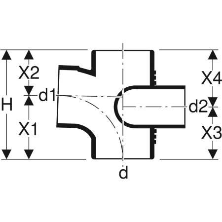 310.872.14.1 Крестовина Geberit Silent-db20, левая со смещенным впуском и дополнительным отводом 88,5° Geberit  - Вид №3