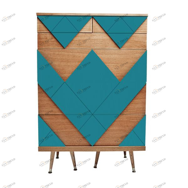 Комод с рисунком бирюзовый Big Woo WOODI  00-3965889 Бежевый;голубой 