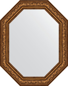 BY 7260 Зеркало в багетной раме - виньетка состаренная бронза 109 mm EVOFORM Octagon