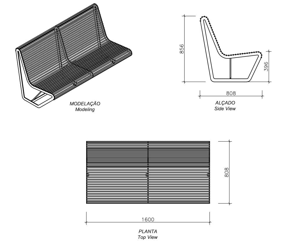 Стальная скамья со спинкой amop рама ARCH-00135616 - Вид №4