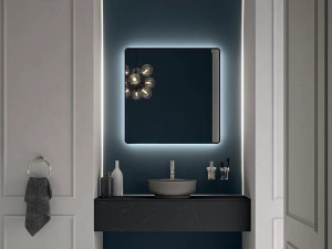 Квадратное зеркало со встроенным освещением для ванной комнаты