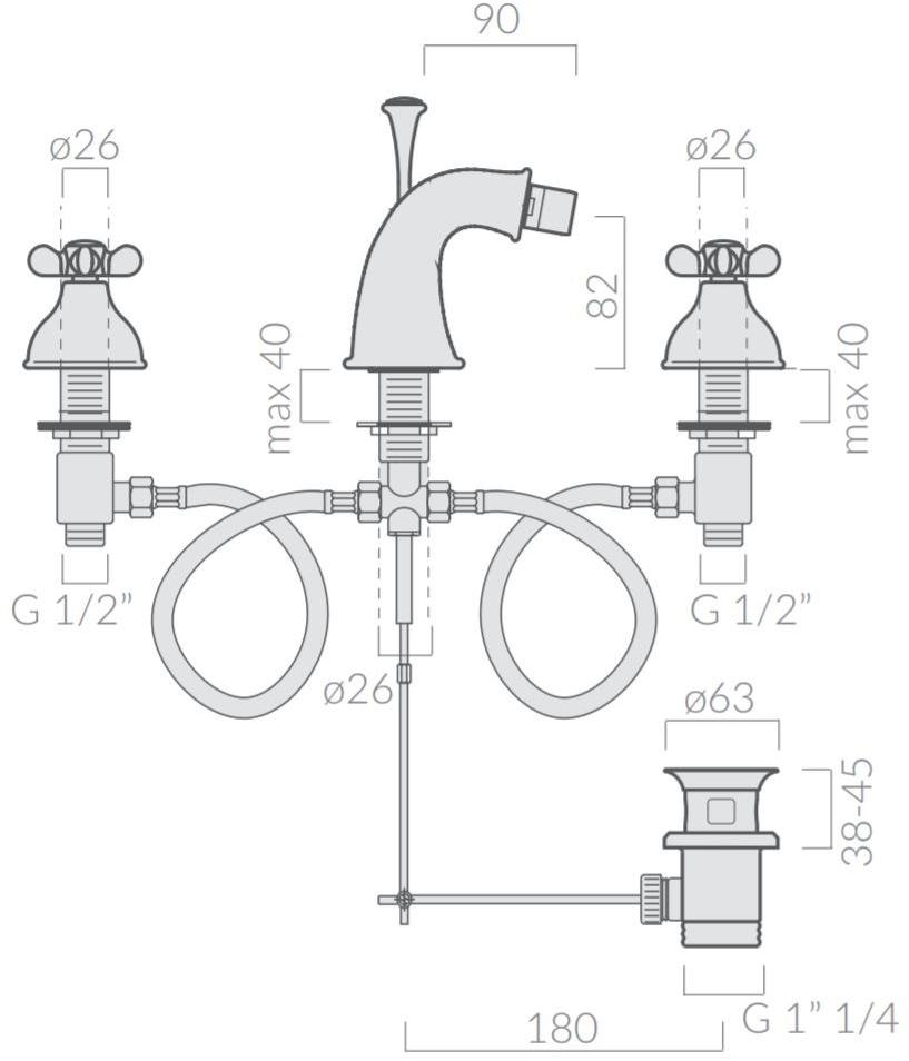 GALASSIA Смеситель для биде с 3 отверстиями Ethos sun-id-1474206 - Вид №1