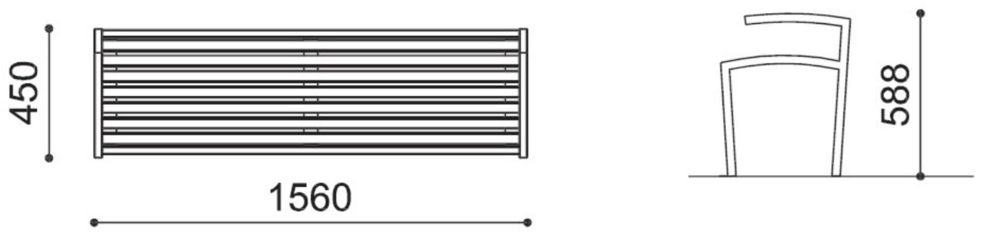 City Design Скамья из оцинкованной стали с подлокотниками без спинки Camilla Camilla - pmb - Вид №1