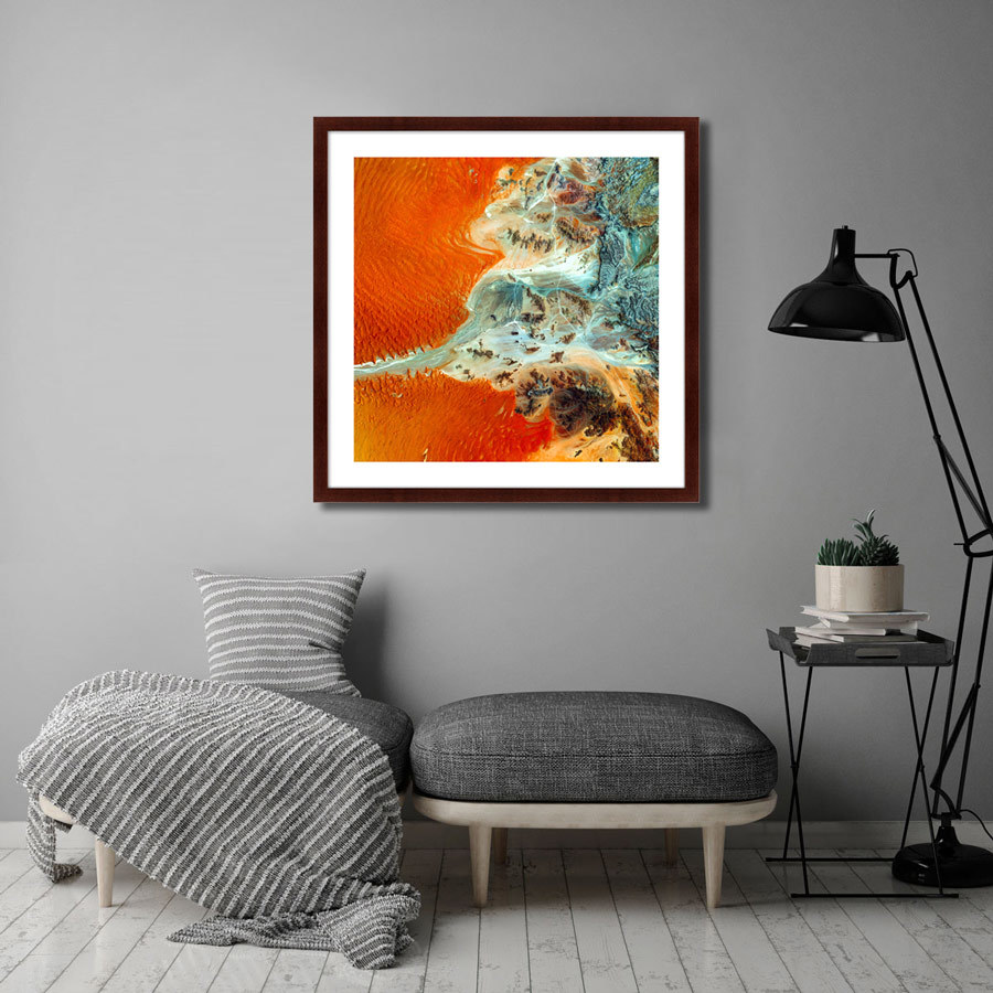Картина 80х80 см Earth as the Art №7 "Аэрокосмическая фотосъемка поверхности Земли" КАРТИНЫ В КВАРТИРУ  00-3894673 Оранжевый  - Вид №2