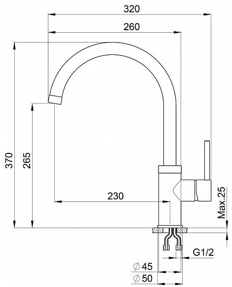3125, XРОМ/АНТИК (БЕЖЕВЫЙ), СМЕСИТЕЛЬ КУХОННЫЙ GRANULA 3125-ST84 - Вид №2