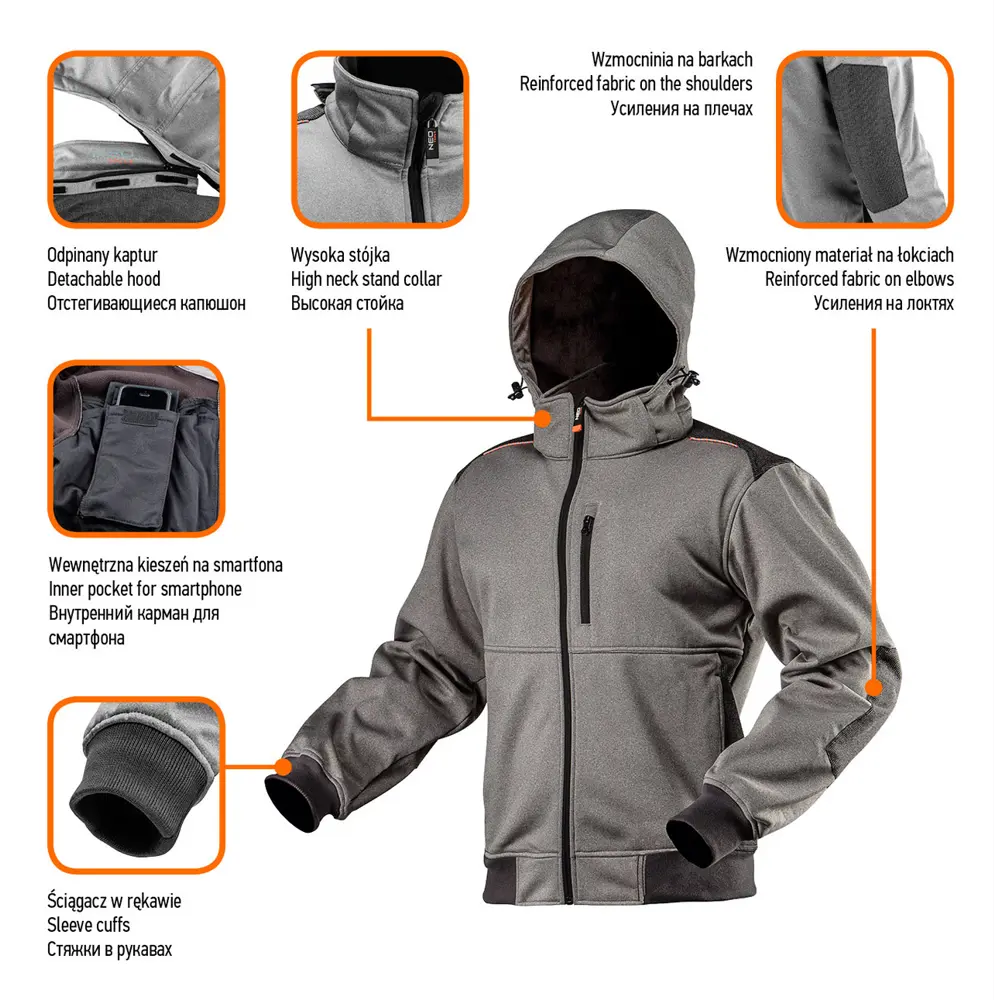 Толстовка Neo Softshell, отстегивающийся капюшон, размер XL 82775397 STLM-2054241 Neò  - Вид №1